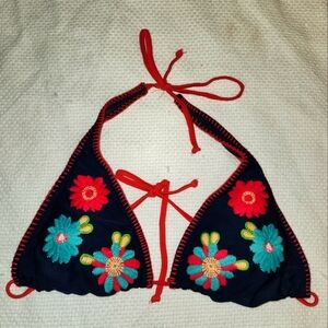 Xhilaration Red and Navy Bikini Top Size L